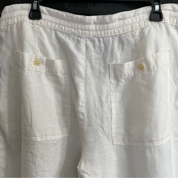 Women’s 14 Lauren Ralph Lauren 100% Linen White Capris Vacation Resort Summer - Picture 6 of 6